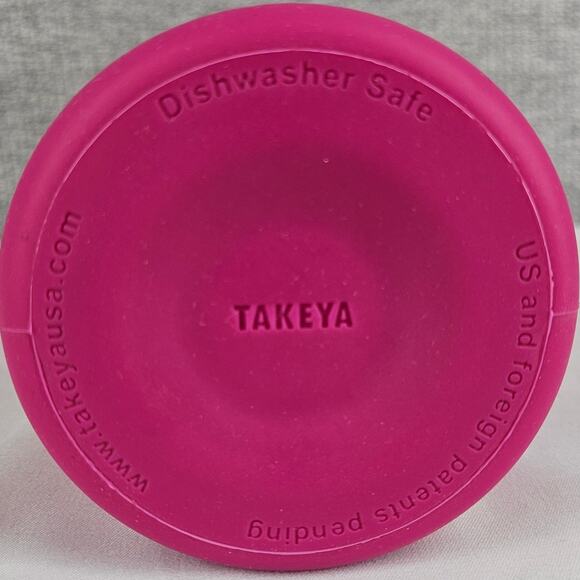 TAKEYA FUCHSIA CLEAR GLASS WATER BOTTLE 22OZ TWIST CAP SILICONE SLEEVE - Picture 6 of 7